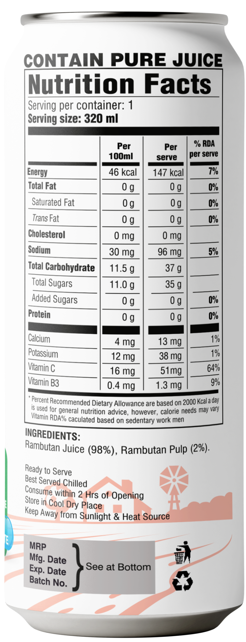 Dadu Fresh Rambutan Juice Pure Natural Fruit Healthy Beverage
