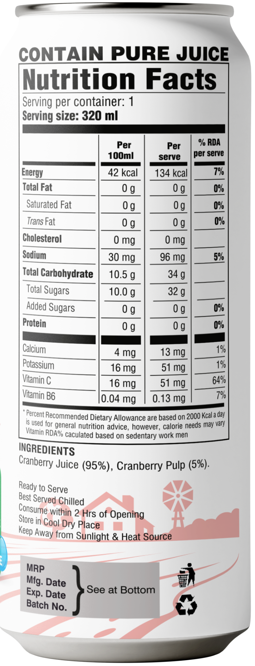 Dadu Fresh Cranberry Juice | Pure Natural Fruit Healthy Beverage