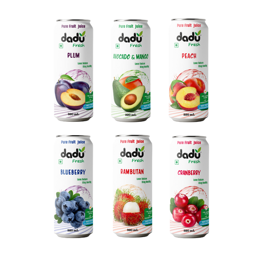 Peach, Cranberry, Blueberry, Avocado & Mango, Plum, Rambutan | 18 Cans x 320ml (5760ml) - Dadu Fresh