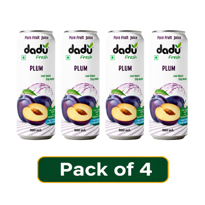Dadu Fresh Plum Juice | 100% Pure Fruit Juice | No Added Sugar & No Preservatives | 320ml x Pack of 4 - Dadu Fresh
