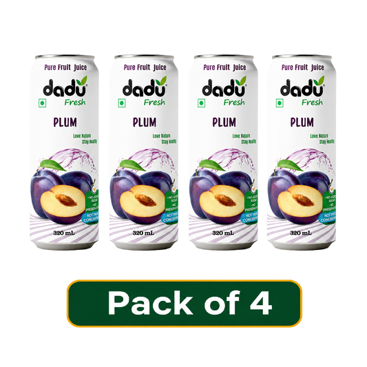 Dadu Fresh Plum Juice | 100% Pure Fruit Juice | No Added Sugar & No Preservatives | 320ml x Pack of 4 - Dadu Fresh
