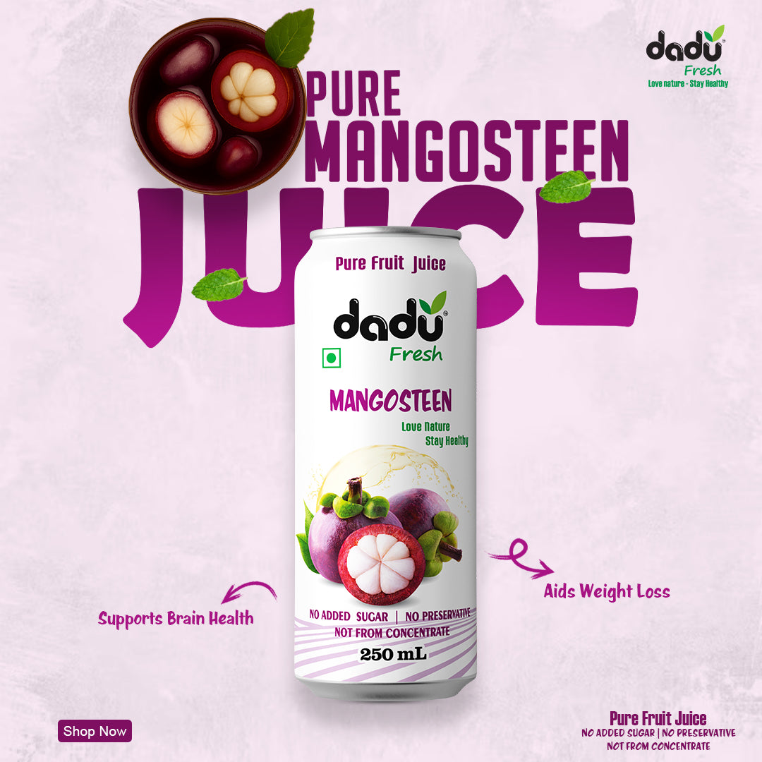Dadu Fresh Mangosteen Juice | 100% Pure Fruit Juice | No Added Sugar & No Preservatives | 250ml x Pack of 6 - Dadu Fresh