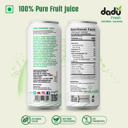 Dadu Fresh Soursop Juice | 100% Pure Fruit Juice | No Added Sugar & No Preservatives | 250ml x Pack of 6 - Dadu Fresh