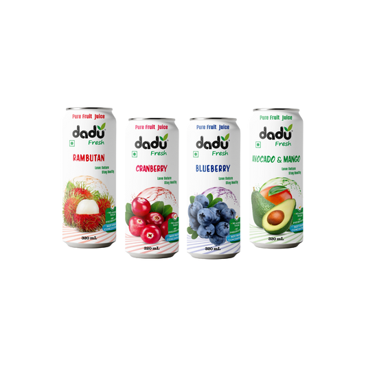 Cranberry, Blueberry, Avocado and Mango, Rambutan | 4 Cans (1280ml) - Dadu Fresh