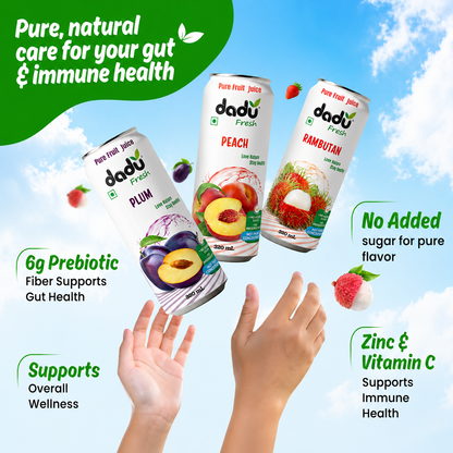Dadu Fresh Avocado & Mango, Rambutan, Peach, Blueberry, Cranberry & Plum Juice | 100% Pure Fruit Juice | No Added Sugar & No Preservatives | 320ml x Pack of 6 - Dadu Fresh