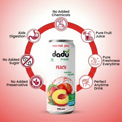 Dadu Fresh Plum, Peach, Avocado and Mango, Cranberry Juice | 100% Pure Fruit Juice | No Added Sugar & No Preservatives | 320ml x Pack of 4 - Dadu Fresh