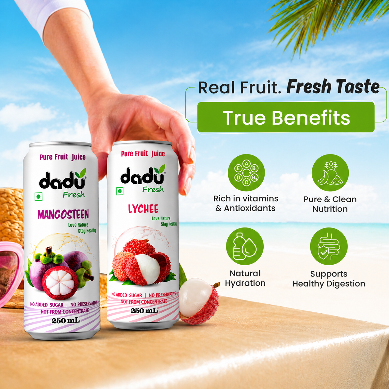 Dadu Fresh Soursop, Passion Fruit, Mixed Fruit, Lychee, Mixed Berries & Mangosteen Juice | 100% Pure Fruit Juice | No Added Sugar & No Preservatives | 250ml x Pack of 24 - Dadu Fresh