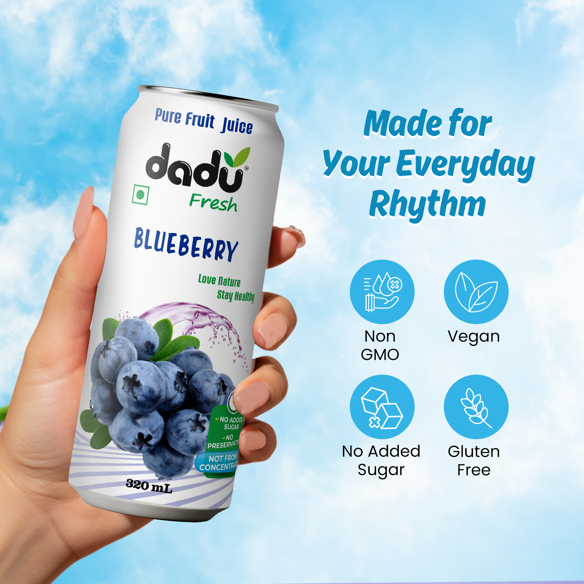 Dadu Fresh Passion Fruit, Cranberry, Mixed Berries & Lychee Juice | 100% Pure Fruit Juice | No Added Sugar & No Preservatives | Pack Of 4 (250ml x 3 Cans & 320ml x 1 Can) - Dadu Fresh