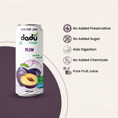 Dadu Fresh Plum Juice | 100% Pure Fruit Juice | No Added Sugar & No Preservatives | 320ml x Pack of 6 - Dadu Fresh