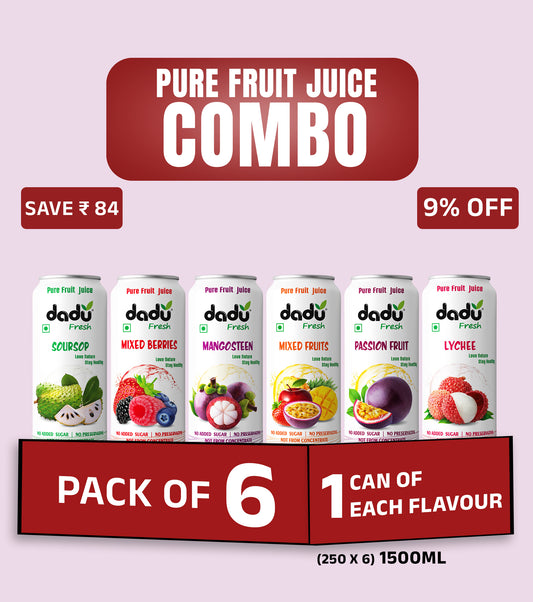 Fruit Juice Combo Pack (6 x 250ml | Total 1500ml) – ₹135 per Can