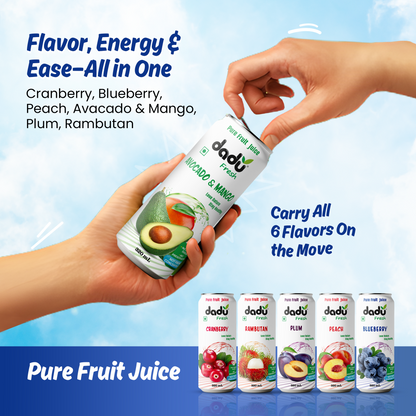 Cranberry, Blueberry, Avocado and Mango, Rambutan | Pure Natural Fruit Healthy Beverage | Not from Concentrate, No Added Sugar, No Preservatives or Artificial Flavours | Vitamin Rich & Naturally Refreshing | 4 Cans x 320ml (1280ml)