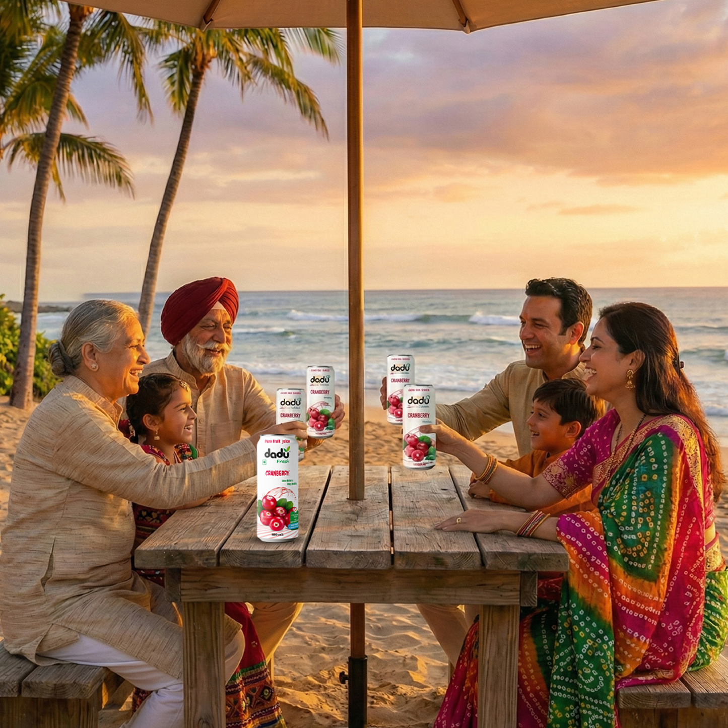 Dadu Fresh Cranberry Juice | 100% Pure Fruit Juice | No Added Sugar & No Preservatives | 320ml x Pack of 6 - Dadu Fresh