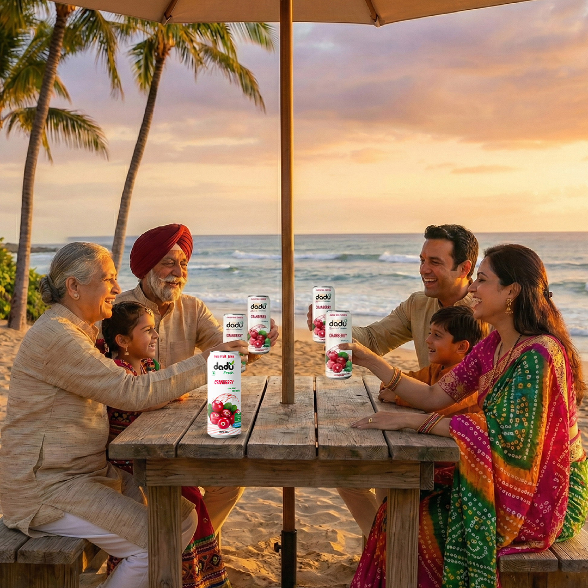 Dadu Fresh Cranberry Juice | 100% Pure Fruit Juice | No Added Sugar & No Preservatives | 320ml x Pack of 6 - Dadu Fresh