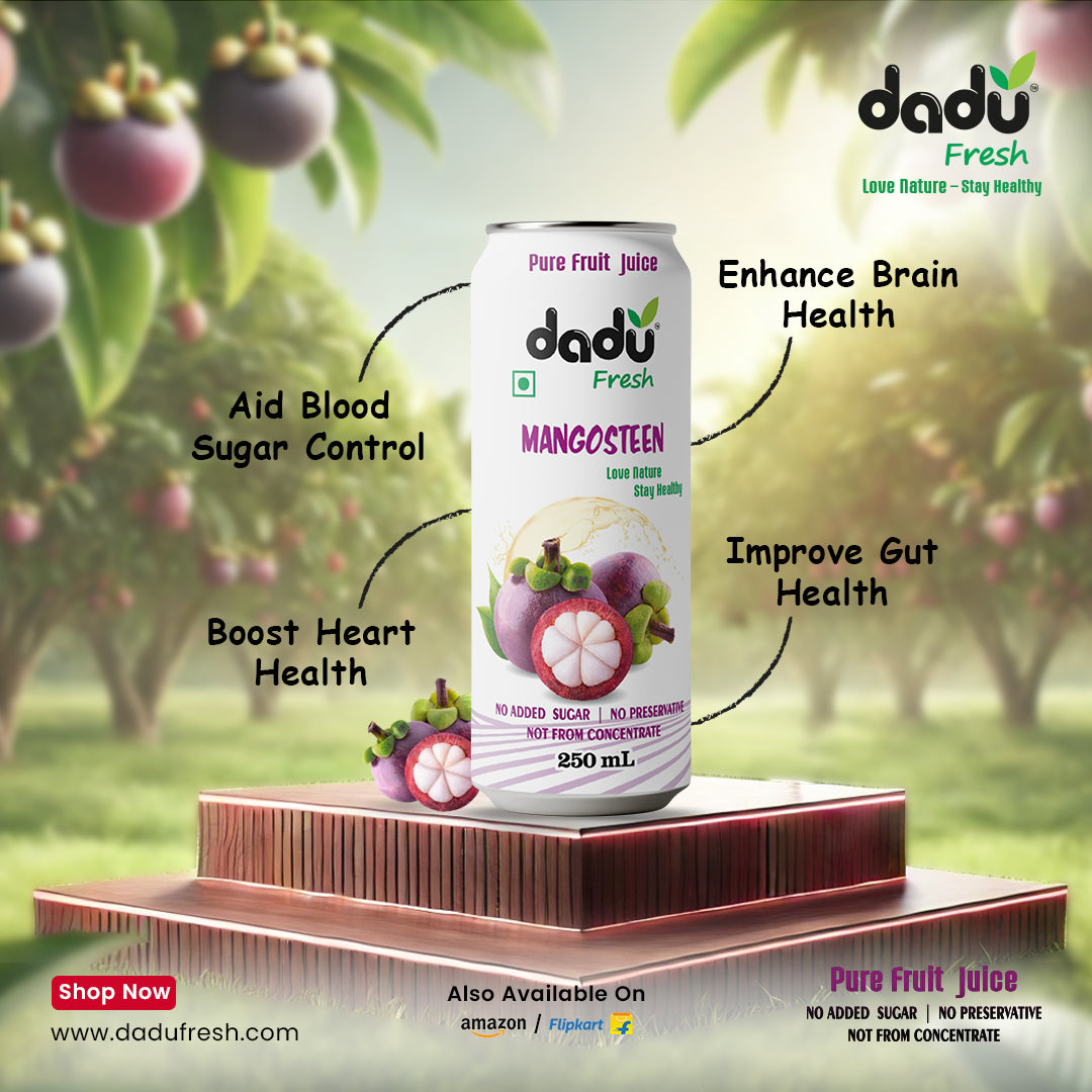Dadu Fresh Mangosteen Juice | 100% Pure Fruit Juice | No Added Sugar & No Preservatives | 250ml x Pack of 6 - Dadu Fresh
