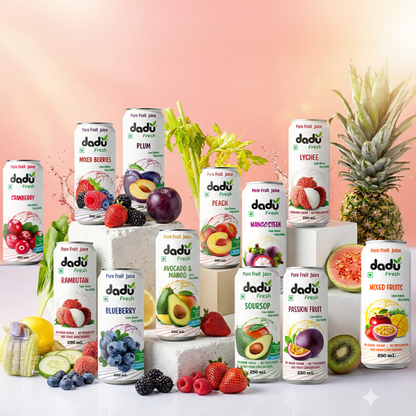 Dadu Fresh Plum Juice | 100% Pure Fruit Juice | No Added Sugar & No Preservatives | 320ml x Pack of 6 - Dadu Fresh
