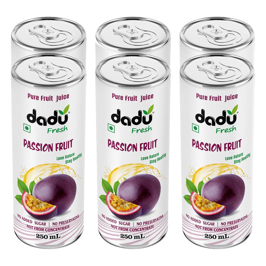 Dadu Fresh Passion Fruit Juice | Pure Natural Juice | Not from Concentrate | No Added Sugar | No Preservatives or Artificial Flavors | Naturally Refreshing | 250ml (Pack of 6)