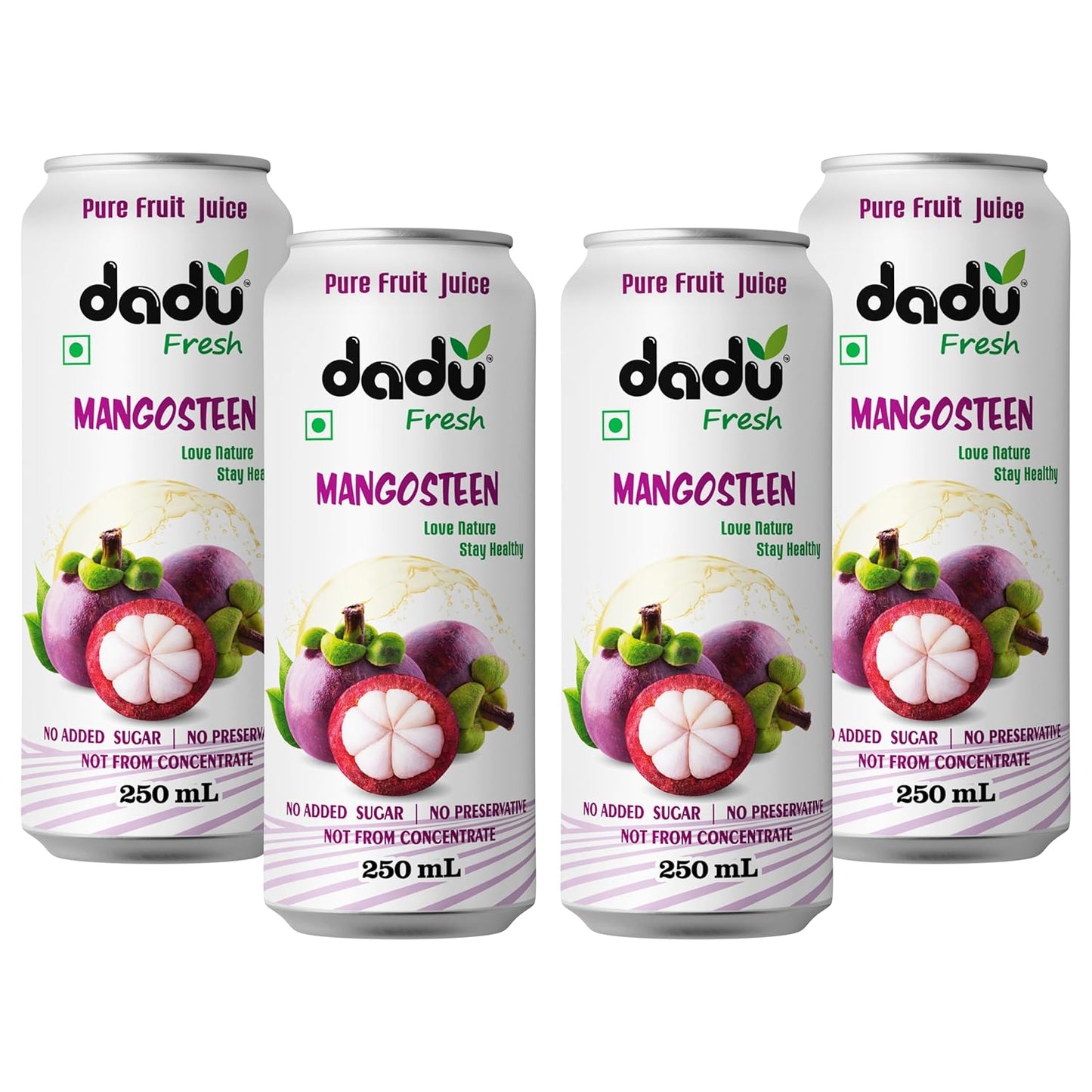Dadu Fresh Mangosteen Juice | Pure Natural Juice | Not from Concentrate | No Added Sugar | No Preservatives or Artificial Flavors | Rich in Antioxidants & Vitamin C | 250ml (Pack of 4)