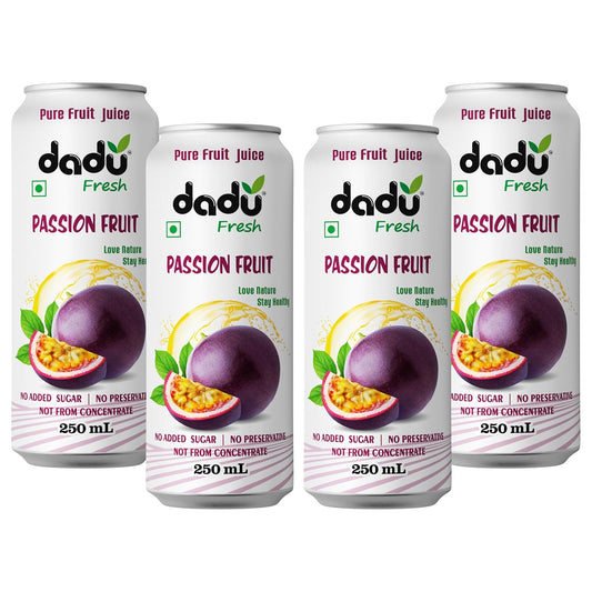 Dadu Fresh Passion Fruit Juice | Pure Natural Juice | Not from Concentrate | No Added Sugar | No Preservatives or Artificial Flavors | Naturally Refreshing | 250ml (Pack of 4)