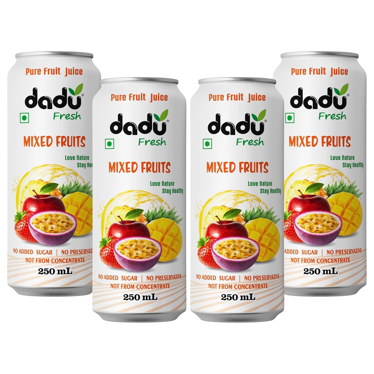 Dadu Fresh Mixed Fruit Juice | Pure Natural Juice | Not from Concentrate | No Added Sugar | No Preservatives or Artificial Flavors | Vitamin-Rich & Naturally Refreshing | 250ml (Pack of 4)
