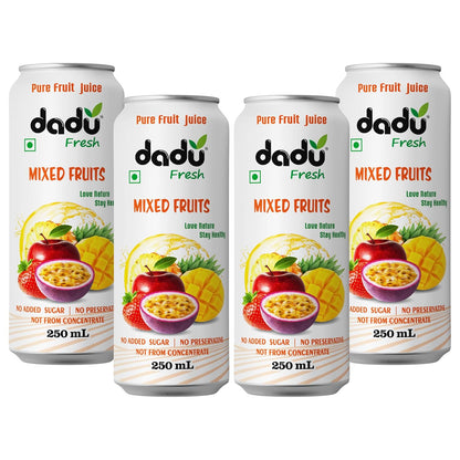 Dadu Fresh Mixed Fruit Juice | Pure Natural Juice | Not from Concentrate | No Added Sugar | No Preservatives or Artificial Flavors | Vitamin-Rich & Naturally Refreshing | 250ml (Pack of 4)