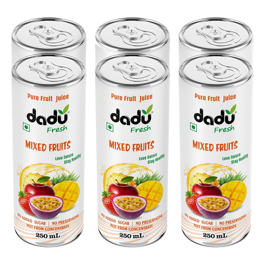 Dadu Fresh Mixed Fruit Juice | Pure Natural Juice | Not from Concentrate | No Added Sugar | No Preservatives or Artificial Flavors | Vitamin-Rich & Naturally Refreshing | 250ml (Pack of 6)