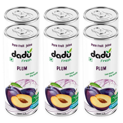 Dadu Fresh Plum Juice | Pure Natural Fruit Healthy Beverage | Not from Concentrate, No Added Sugar, No Preservatives or Artificial Flavours | Vitamin Rich & Naturally Refreshing | 6 Cans x 320ml (1920ml)