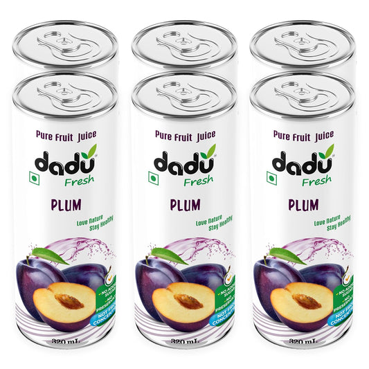 Dadu Fresh Plum Juice | Pure Natural Fruit Healthy Beverage | Not from Concentrate, No Added Sugar, No Preservatives or Artificial Flavours | Vitamin Rich & Naturally Refreshing | 6 Cans x 320ml (1920ml)