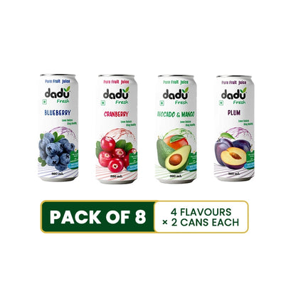 Blueberry, Cranberry, Avocado Mango, Plum Juice Combo - 320ml x Pack of 8