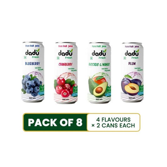 Blueberry, Cranberry, Avocado Mango, Plum Juice Combo - 320ml x Pack of 8