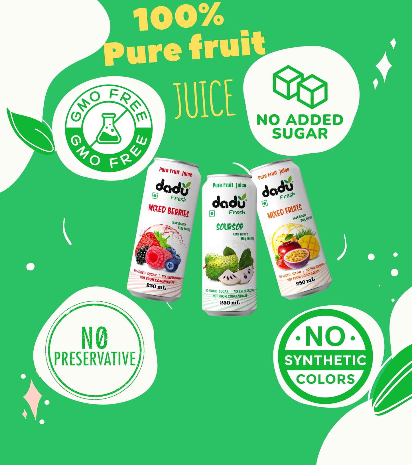 Fruit Juice  Combo Pack of 6 | 6 Cans x 250ml (1500ml) | 135.00 per Can