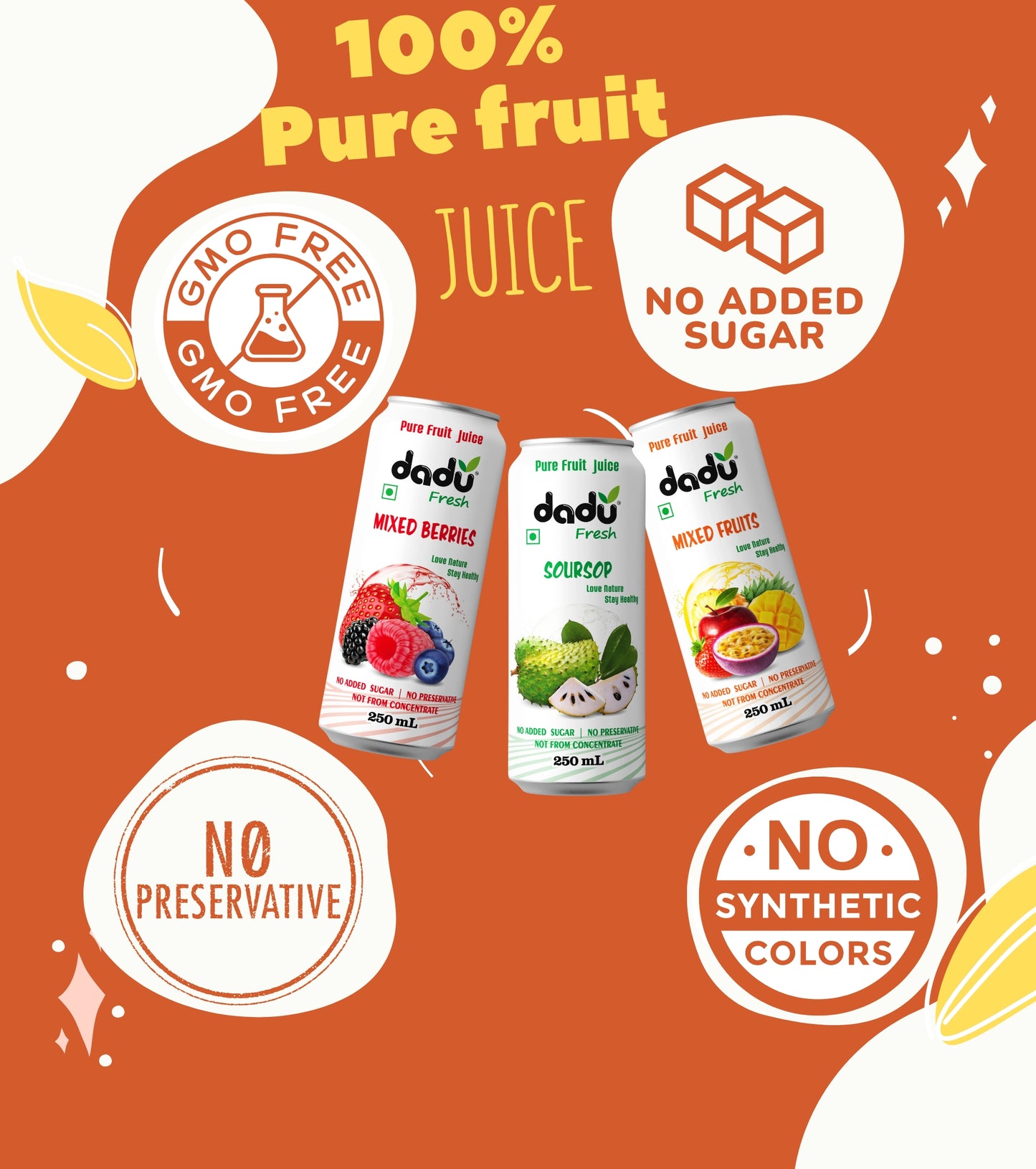 Fruit Juice Combo Pack of 24 | 24 Cans x 250ml (6000ml) | 149.00 per Can