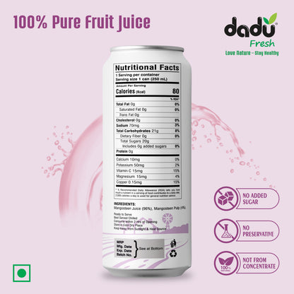 Dadu Fresh Mangosteen Juice | Pure Natural Juice | Not from Concentrate | No Added Sugar | No Preservatives or Artificial Flavors | Rich in Antioxidants & Vitamin C | 250ml (Pack of 6)