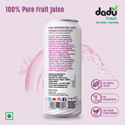 Dadu Fresh Mangosteen Juice | Pure Natural Juice | Not from Concentrate | No Added Sugar | No Preservatives or Artificial Flavors | Rich in Antioxidants & Vitamin C | 250ml (Pack of 6)