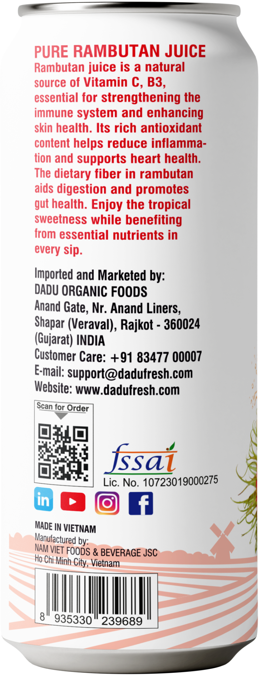 Dadu Fresh Rambutan Juice Pure Natural Fruit Healthy Beverage