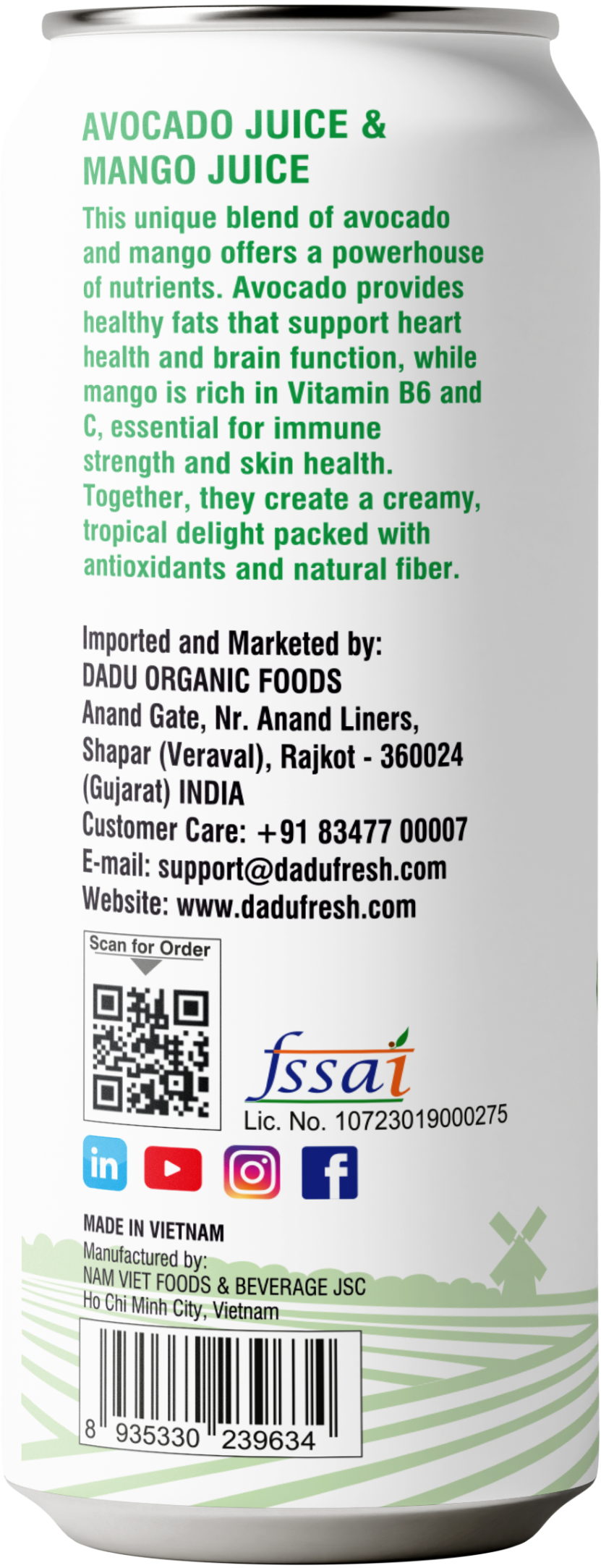 Dadu Fresh Avocado & Mango Juice | Pure Natural Fruit Healthy Beverage