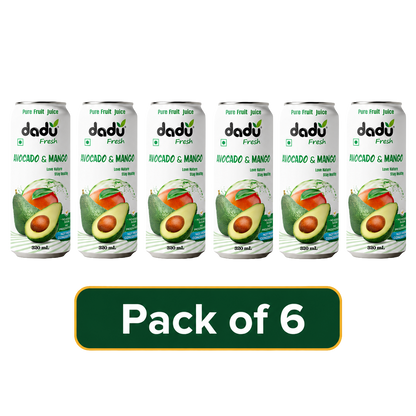 Dadu Fresh Avocado & Mango Juice | 100% Pure Fruit Juice | No Added Sugar & No Preservatives | 320ml x Pack of 6 - Dadu Fresh