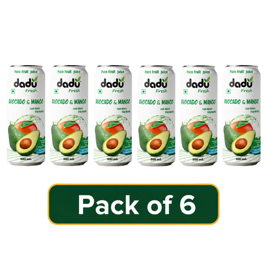 Dadu Fresh Avocado & Mango Juice | 100% Pure Fruit Juice | No Added Sugar & No Preservatives | 320ml x Pack of 6 - Dadu Fresh