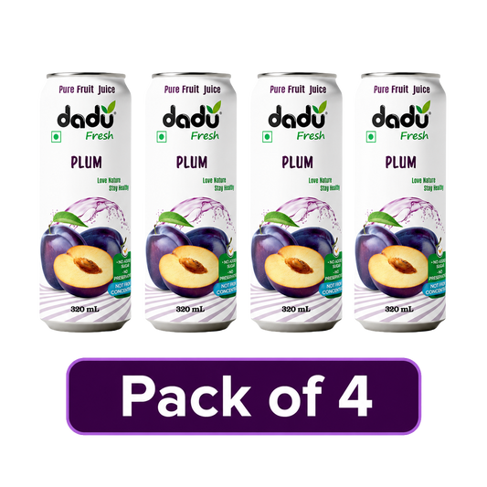 Dadu Fresh Plum Juice | 100% Pure Fruit Juice | No Added Sugar & No Preservatives | 320ml x Pack of 4 - Dadu Fresh