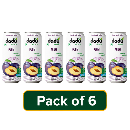 Dadu Fresh Plum Juice | 100% Pure Fruit Juice | No Added Sugar & No Preservatives | 320ml x Pack of 6 - Dadu Fresh