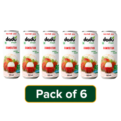Dadu Fresh Rambutan Juice | 100% Pure Fruit Juice | No Added Sugar & No Preservatives | 320ml x Pack of 6 - Dadu Fresh