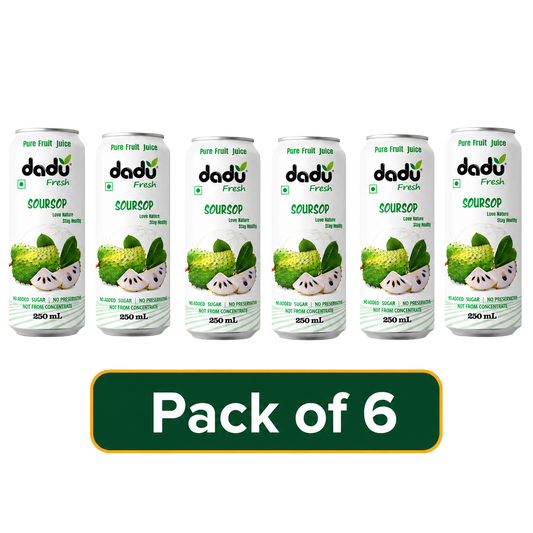 Dadu Fresh Soursop Juice | 100% Pure Fruit Juice | No Added Sugar & No Preservatives | 250ml x Pack of 6 - Dadu Fresh