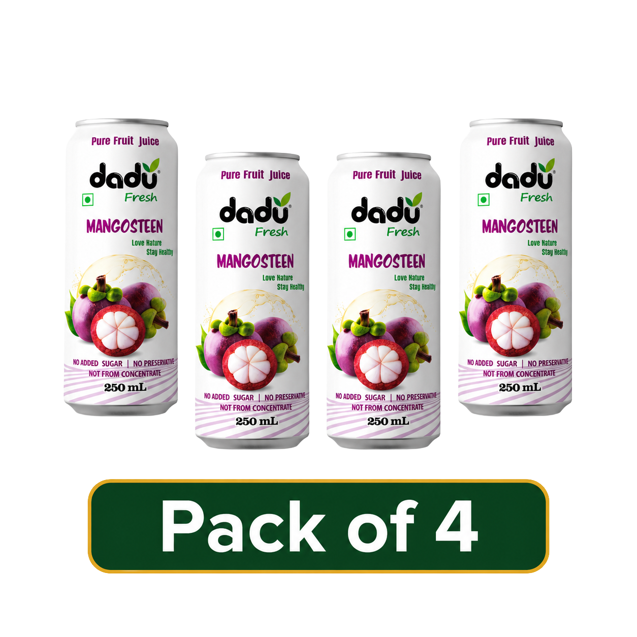 Dadu Fresh Mangosteen Juice | 100% Pure Fruit Juice | No Added Sugar & No Preservatives | 250ml x Pack of 4 - Dadu Fresh