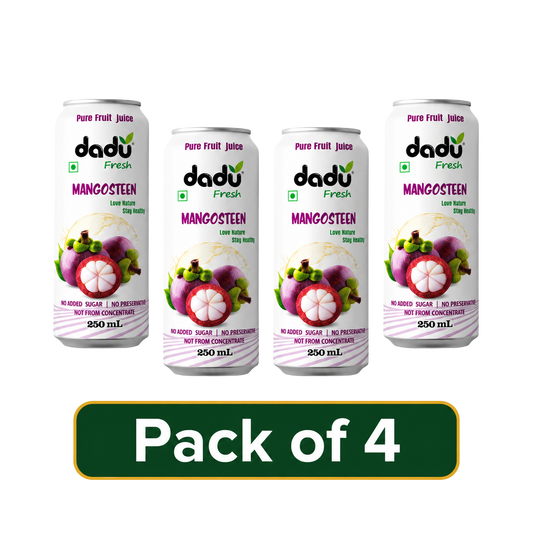Dadu Fresh Mangosteen Juice | 100% Pure Fruit Juice | No Added Sugar & No Preservatives | 250ml x Pack of 4 - Dadu Fresh