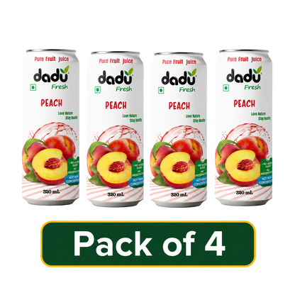 Dadu Fresh Peach Juice | 100% Pure Fruit Juice | No Added Sugar & No Preservatives | 320ml x Pack of 4 - Dadu Fresh