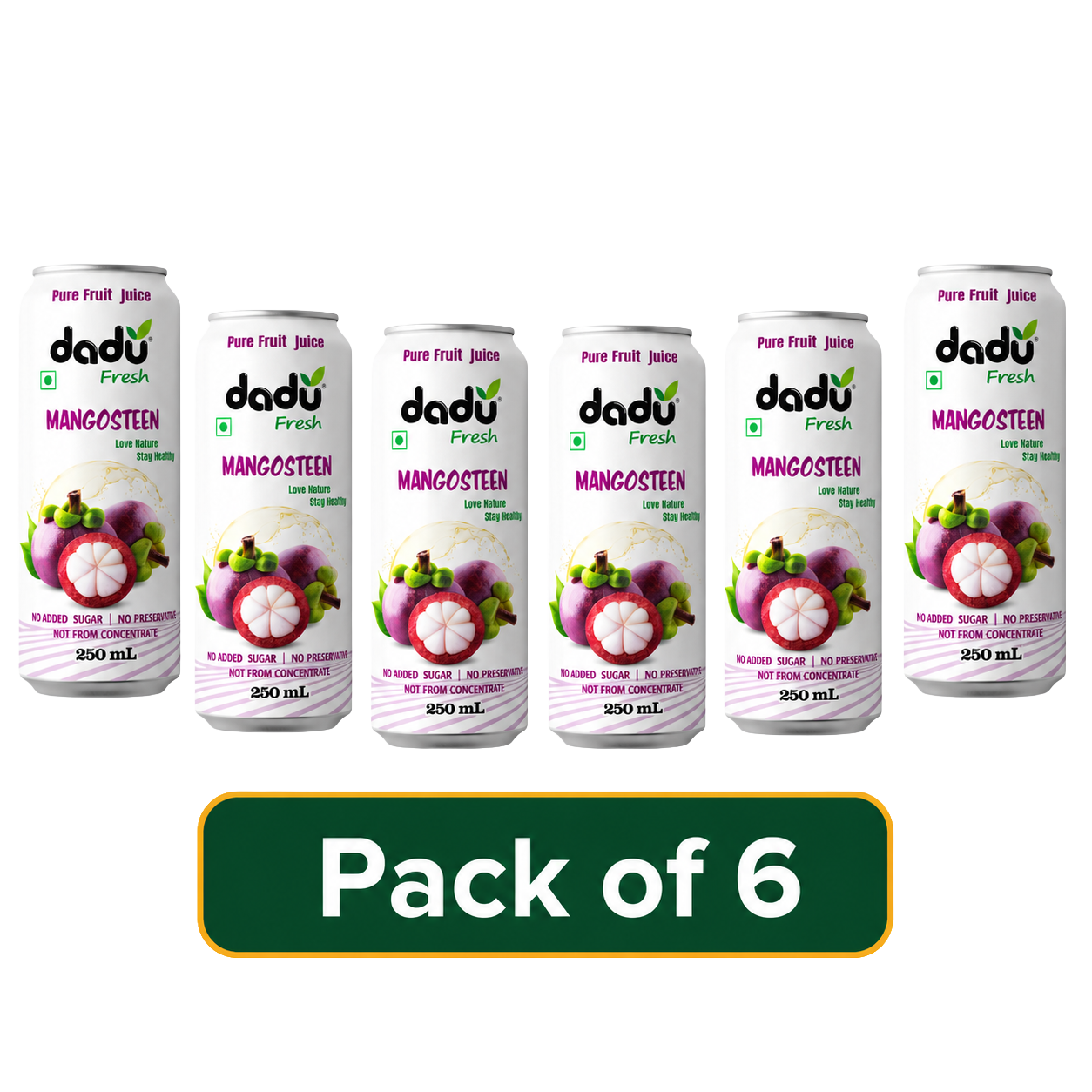 Dadu Fresh Mangosteen Juice | 100% Pure Fruit Juice | No Added Sugar & No Preservatives | 250ml x Pack of 6 - Dadu Fresh