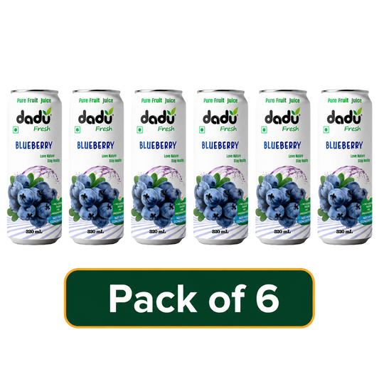 Dadu Fresh Blueberry Juice | 100% Pure Fruit Juice | No Added Sugar & No Preservatives | 320ml x Pack of 6 - Dadu Fresh
