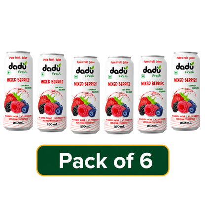 Dadu Fresh Mixed Berries Juice | 100% Pure Fruit Juice | No Added Sugar & No Preservatives | 250ml x Pack of 6 - Dadu Fresh