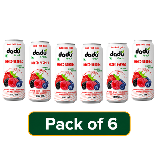 Dadu Fresh Mixed Berries Juice | 100% Pure Fruit Juice | No Added Sugar & No Preservatives | 250ml x Pack of 6 - Dadu Fresh