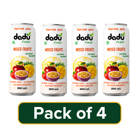 Dadu Fresh Mixed Fruit Juice | 100% Pure Fruit Juice | No Added Sugar & No Preservatives | 250ml x Pack of 4 - Dadu Fresh