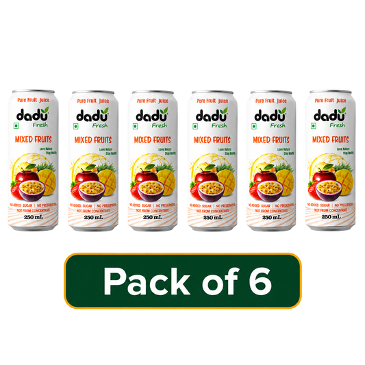 Dadu Fresh Mixed Fruit Juice | 100% Pure Fruit Juice | No Added Sugar & No Preservatives | 250ml x Pack of 6 - Dadu Fresh